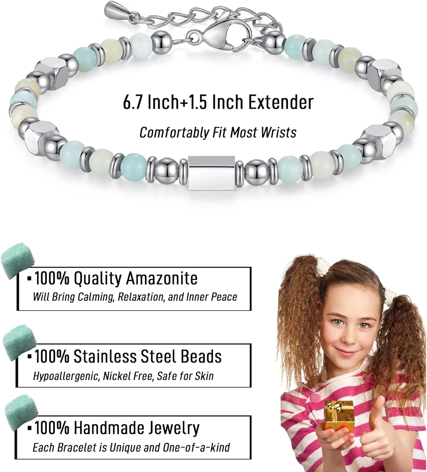 Gifts for Teen Girls/Kids, Graduation Gifts for Her, Tiny Gemstone Beaded Bracelets Teenage Teen Girl Gift Trendy Stuff with Inspirational Card