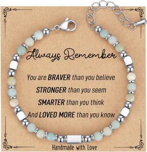 Gifts for Teen Girls/Kids, Graduation Gifts for Her, Tiny Gemstone Beaded Bracelets Teenage Teen Girl Gift Trendy Stuff with Inspirational Card