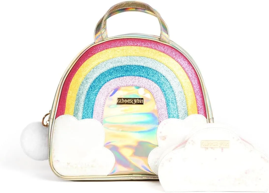 Glimmer Wish Unicorn Rainbow Selfcare Keepall and Unicorn Cloud Pouch, Travel Bag for Essentials and Small Cosmetic Bag, Gifts for Teens and Girls