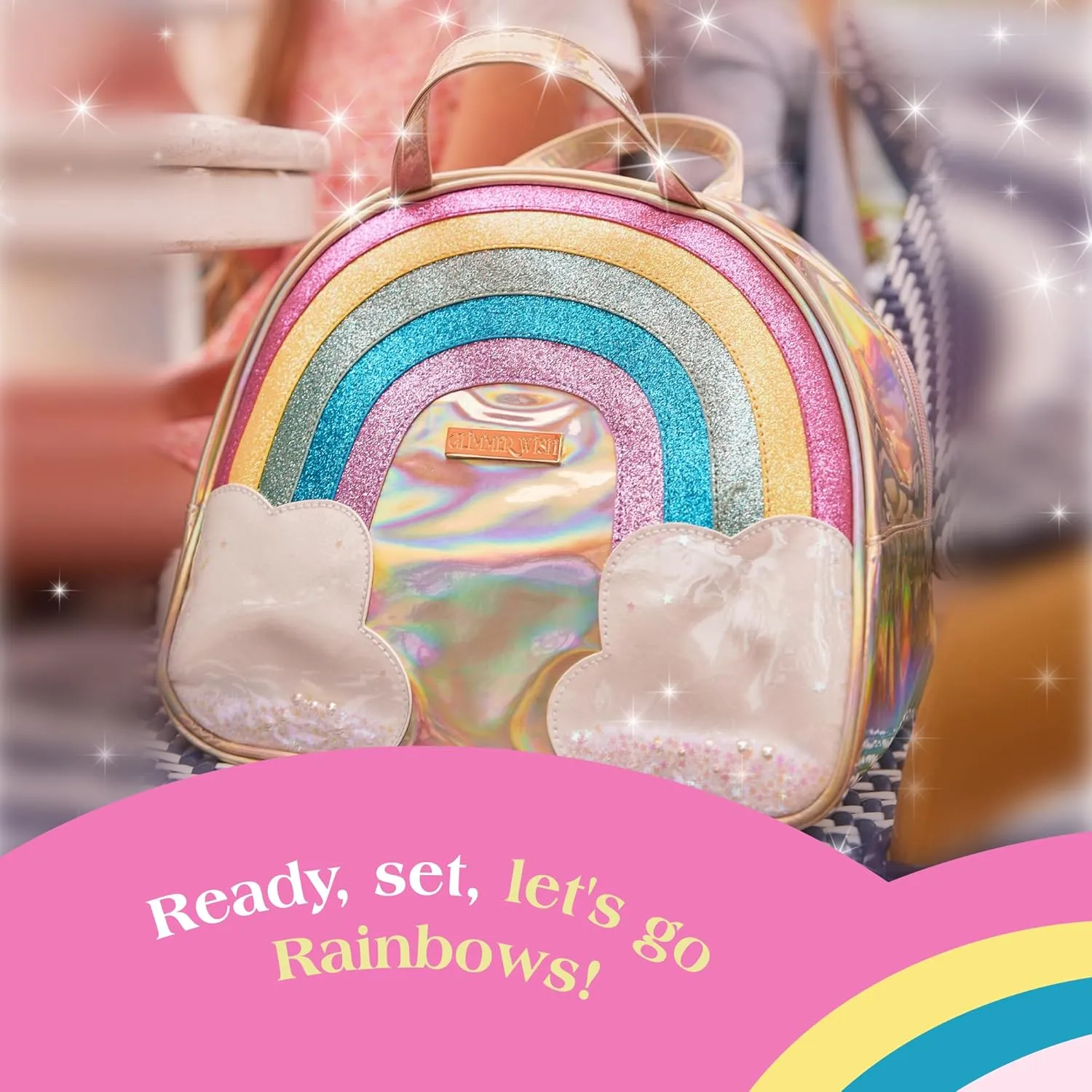 Glimmer Wish Unicorn Rainbow Selfcare Keepall and Unicorn Cloud Pouch, Travel Bag for Essentials and Small Cosmetic Bag, Gifts for Teens and Girls