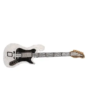 Gold Brass Logo Beaded Guitar Pin Brooch
