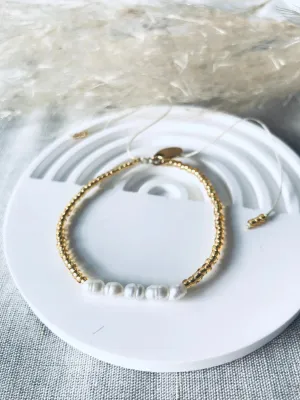 Gold Plated Miyuki Beaded Bracelet Freshwater Pearls