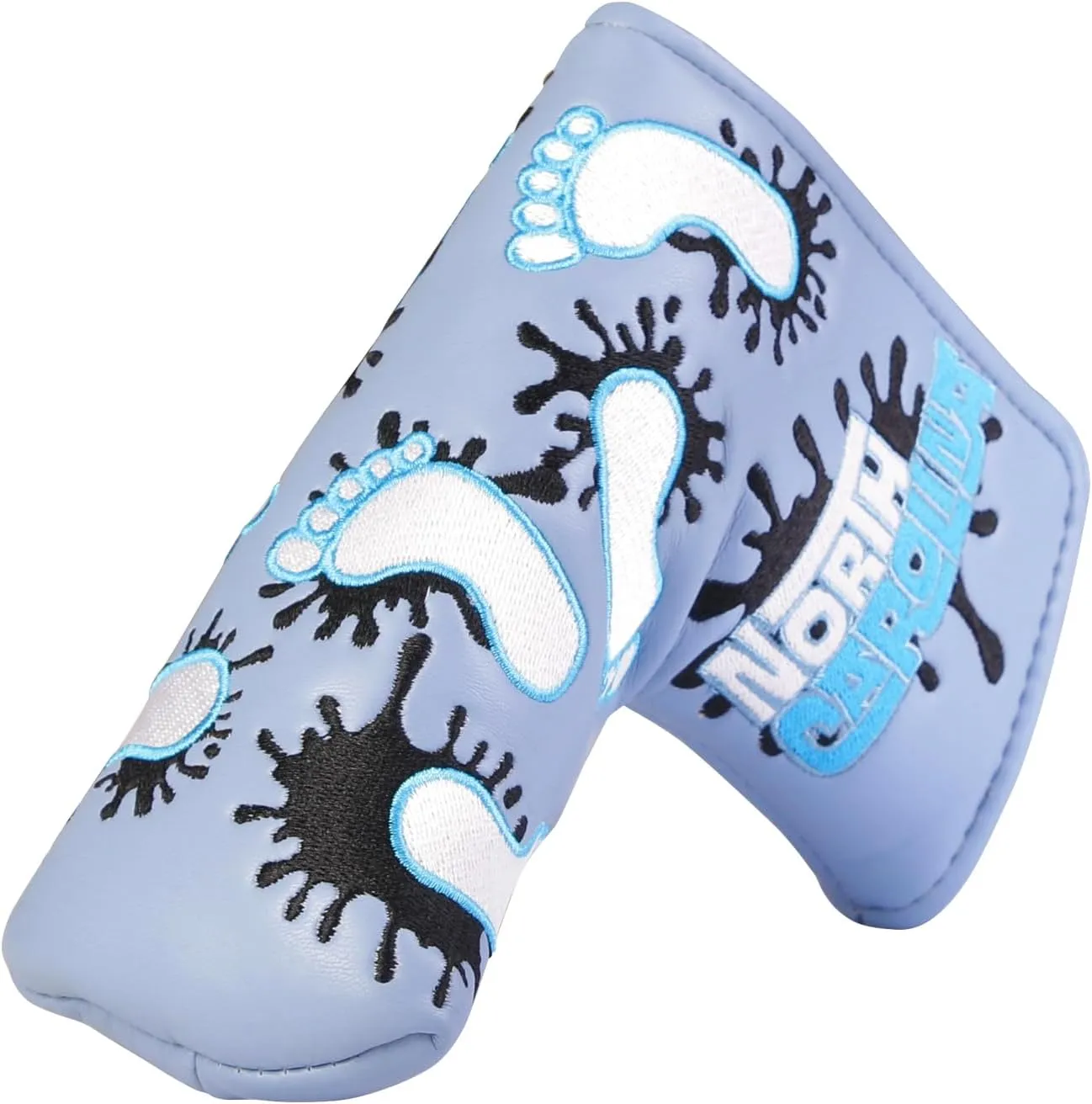 Golf North Carolina Blade Putter Cover, Tour Grade PU Leather with Stylish Embroidered Designs and Magnetic Closure