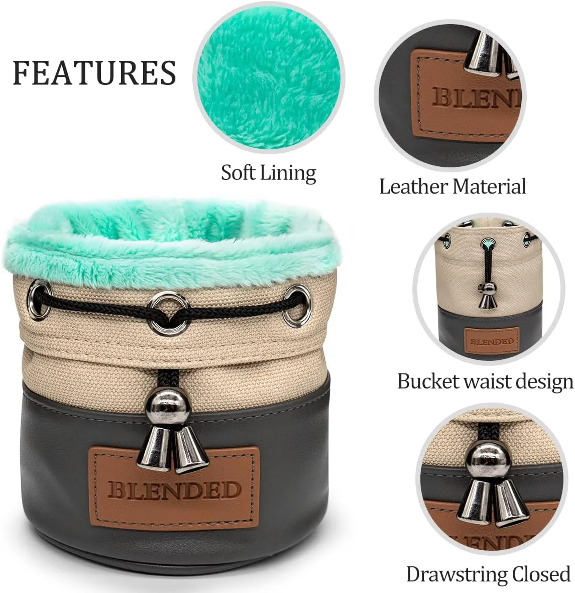 Golf Valuables Pouch,Bucket Waist Design Golf Pouch Bag with Drawstrings Golf Tee Bag Pouch Leather Golf Tee Pouch Golf Ball Bag for Men Women