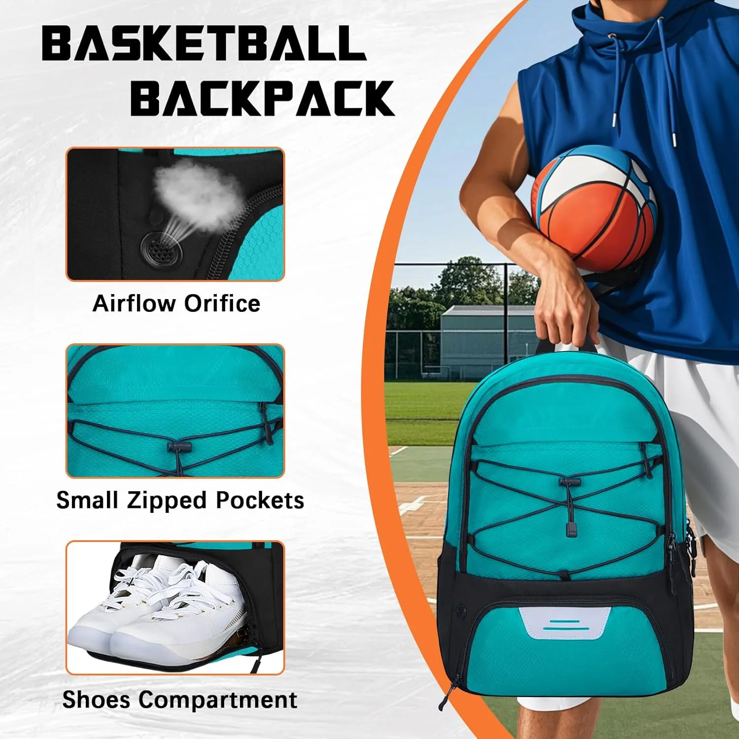 Goloni Soccer Backpack,Soccer Bag with Ball Holder & Shoe Compartment,Large Sports Bag for Basketball, Volleyball,Football