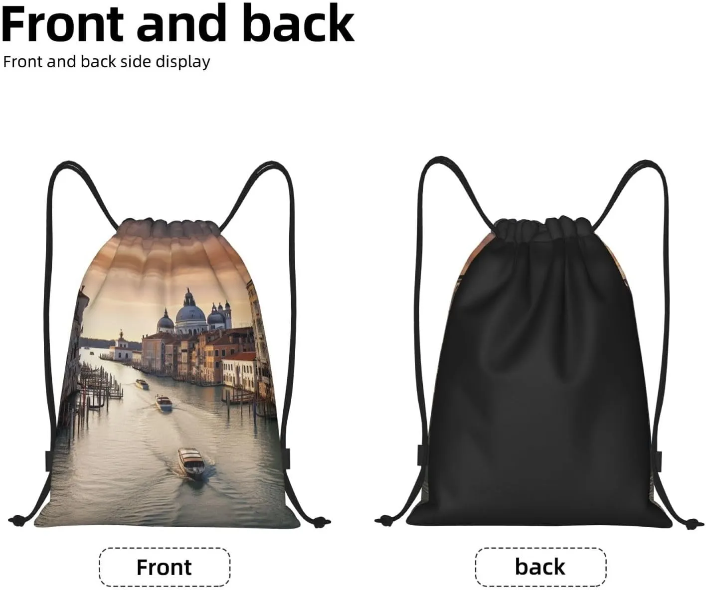 Grand Canal Print Drawstring Bag Backpack Waterproof String Bag Sackpack For Gym Sport