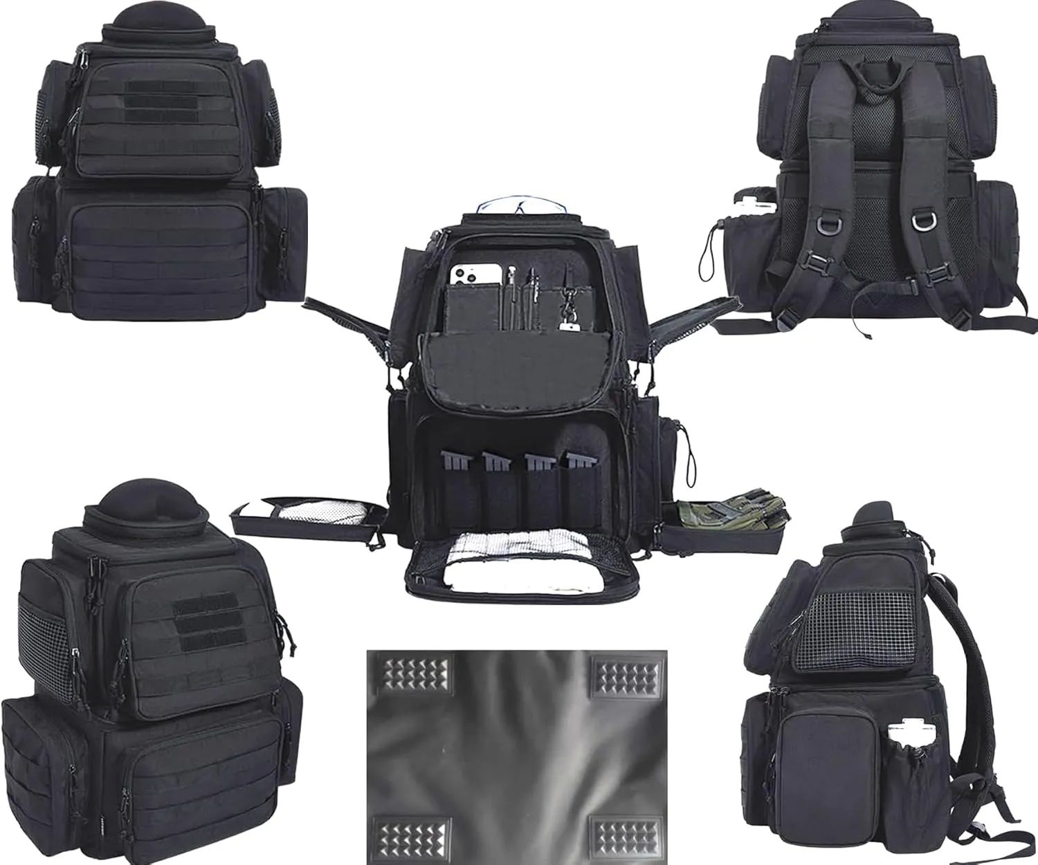 Gun range backpack Holds 6 full size pistols,Pistol range bag with 11 magazine slots,Suitable for training Pistol bag