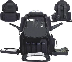 Gun range backpack Holds 6 full size pistols,Pistol range bag with 11 magazine slots,Suitable for training Pistol bag