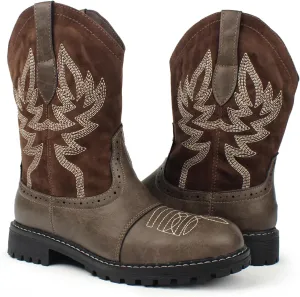 Hawkwell Women's Mid Calf Western Cowboy Cowgirl Boot Round Toe Embroidered Fashion Boots