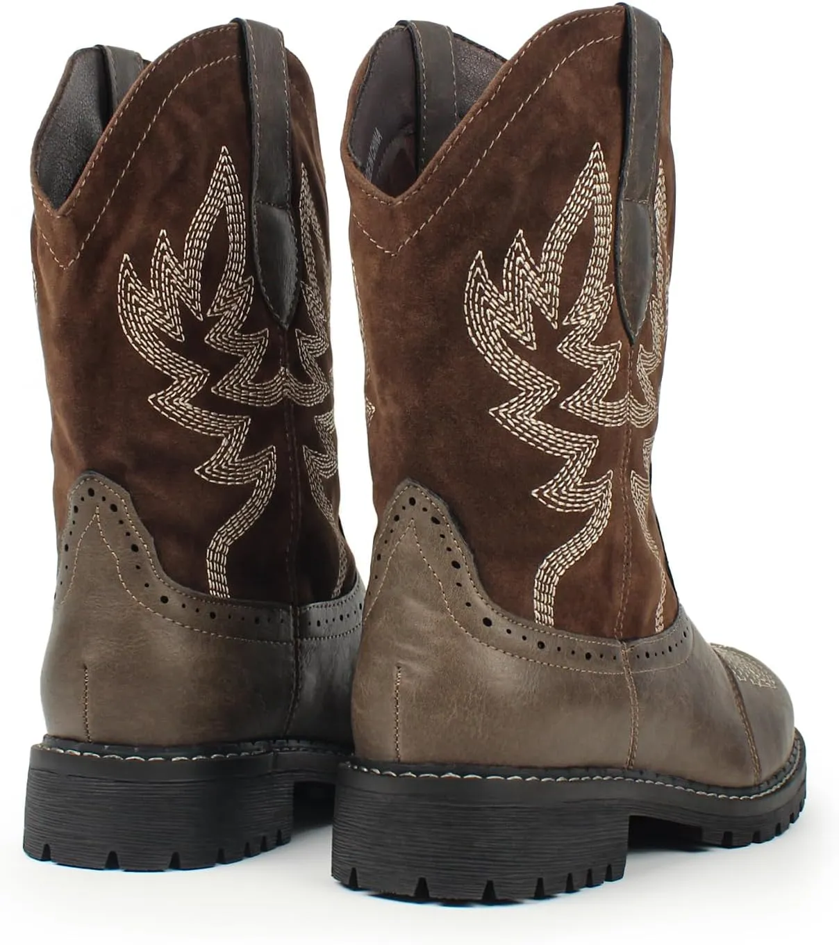 Hawkwell Women's Mid Calf Western Cowboy Cowgirl Boot Round Toe Embroidered Fashion Boots