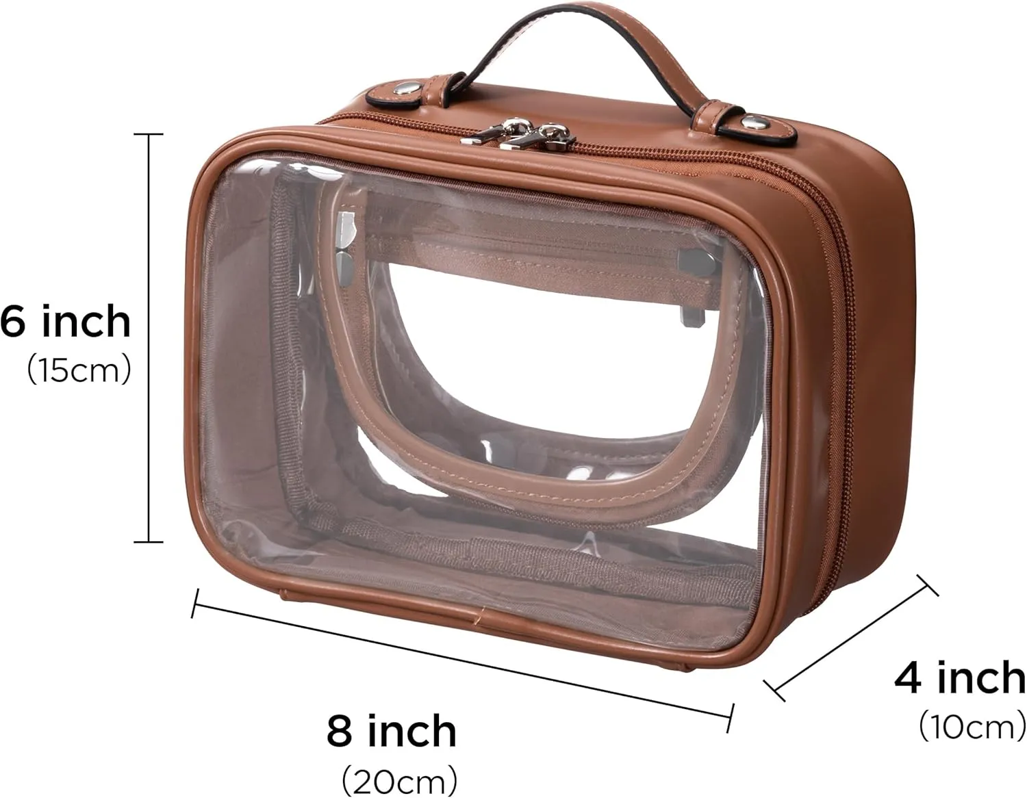 HBselect TSA Approved Toiletry Bag, Clear Makeup Bag Travel Toiletry Bag for Women Girls, Portable Waterproof Makeup Bag Organizer Cosmetic Bag Travel Accessories Essentials (Small Caramel)