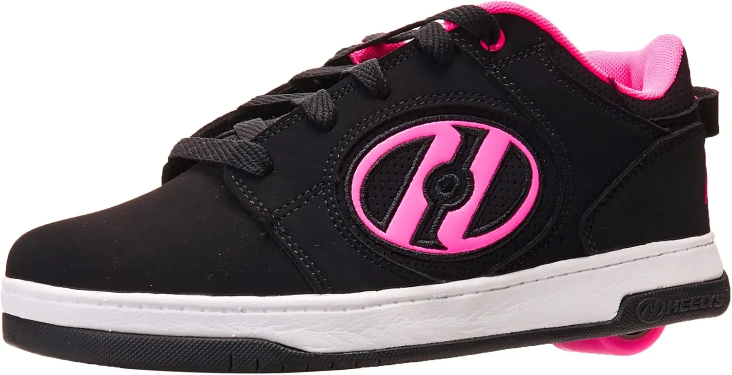 HEELYS Girl's Voyager Tennis Shoe, Black/Pink, 3 M US Big Kid