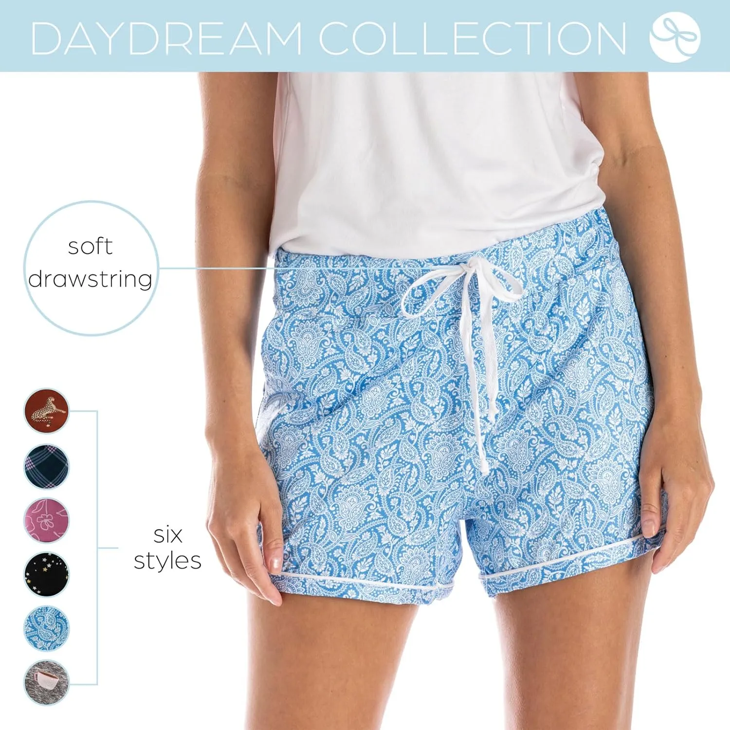 Hello Mello Signature Lounge Shorts Womens Soft Relaxed Pajama Bottoms Roomy Wide Leg Drawstring Waist Side Pockets