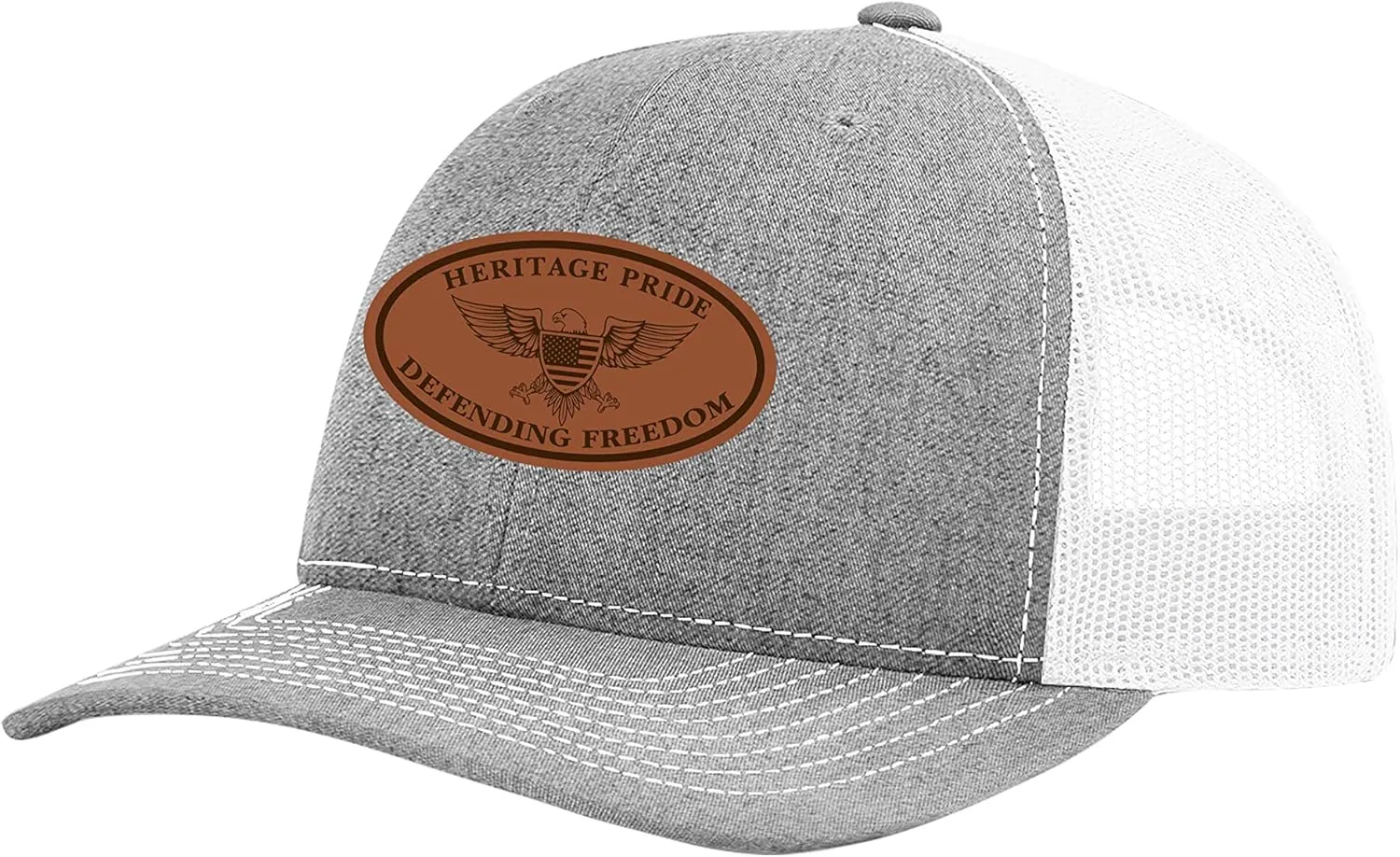 Heritage Pride Laser Engraved Leather Patch Georgia Cotton Boll Southern Men's Mesh Back Trucker Hat