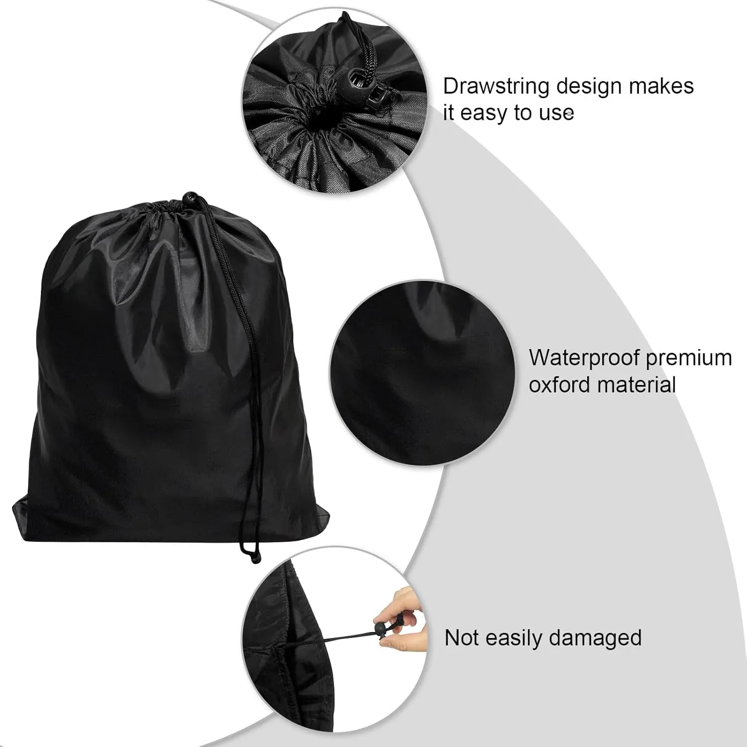 HIIXHC 8-Pack Drawstring Bags with Toggle, Durable Nylon Backpack for Gym, Sports, Travel, and Daily Use (Black, 18 x 27 Inch)