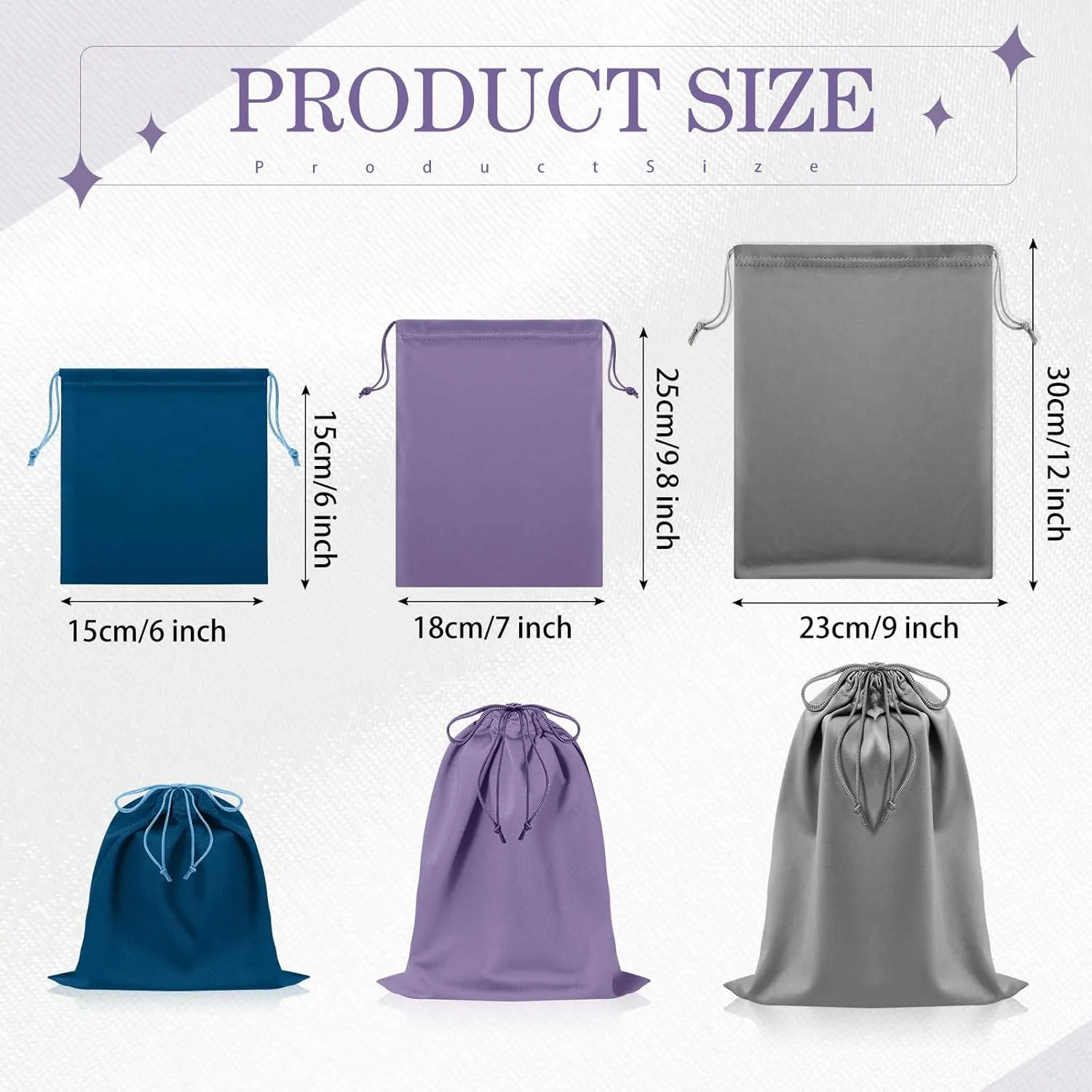 Hillban 20 Pcs Adult Toy Bags Drawstring Microfiber Pouch Adult Game Toy Gift Bags Cosmetic Storage Organizer Multi Purpose Foldable Ditty Pouch for Women Men, 3 Sizes(Blue and Purple)