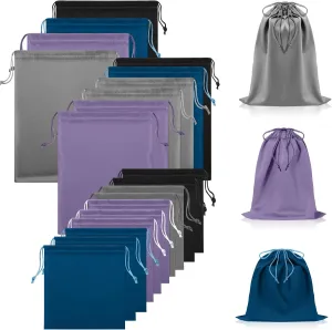 Hillban 20 Pcs Adult Toy Bags Drawstring Microfiber Pouch Adult Game Toy Gift Bags Cosmetic Storage Organizer Multi Purpose Foldable Ditty Pouch for Women Men, 3 Sizes(Blue and Purple)