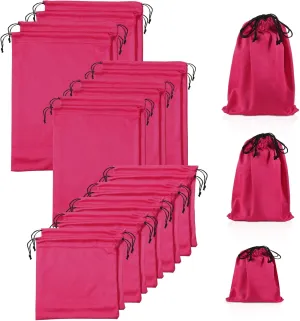 Hillban 20 Pcs Adult Toy Bags Drawstring Microfiber Pouch Adult Game Toy Gift Bags Cosmetic Storage Organizer Multi Purpose Foldable Ditty Pouch for Women Men, 3 Sizes(Pink)