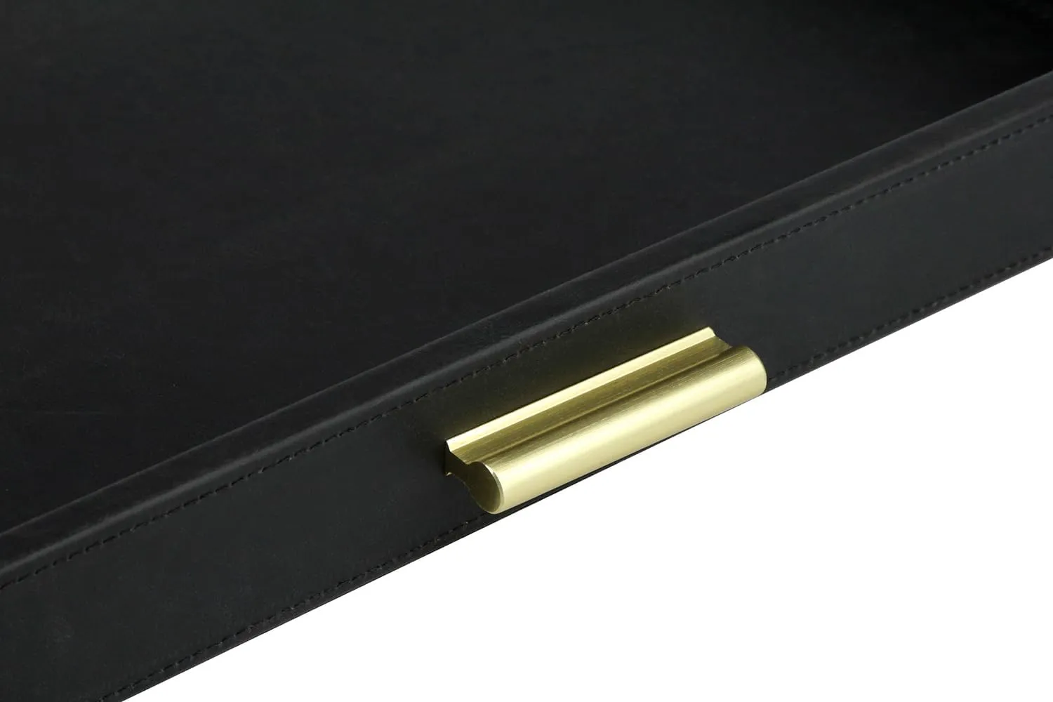 HofferRuffer Elegant Decorative Serving Tray, 20"x20" Square Faux Leather Ottoman Tray with Gold Hardware Handles, Coffee Table Serve Tea, Coffee or Breakfast (Black)