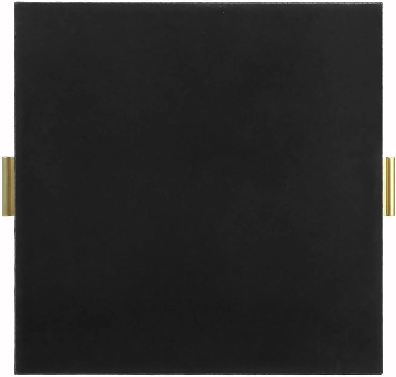 HofferRuffer Elegant Decorative Serving Tray, 20"x20" Square Faux Leather Ottoman Tray with Gold Hardware Handles, Coffee Table Serve Tea, Coffee or Breakfast (Black)