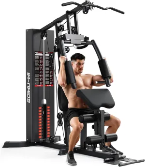 Home Gym, M1 Workout Station with 140LBS Weight Stack, Multifunctional Home Gym Equipment with Pulley System for Full Body Strength Training