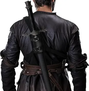 HOMELEX Medieval Leather Back Sword Shoulder Frog - Adjustable Sheath Holster Renaissance Warrior Costume Accessory
