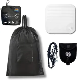 Hotel Essentials must haves Bathroom Sink Stopper, Laundry Bag Travel and Camping Clothesline - Travel Clothesline, Great for Cruises, Camping, Glamping, Backpacking, Dorms, and Hotel