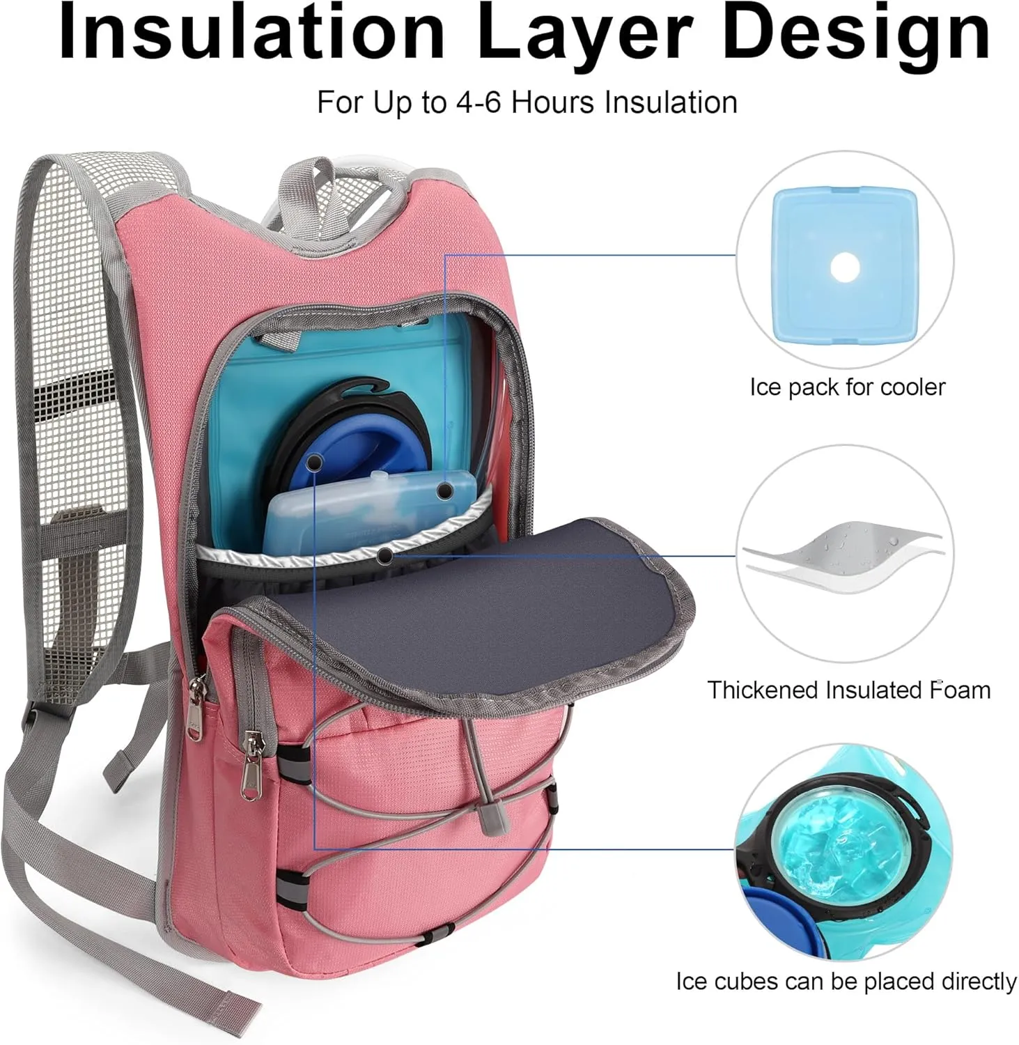 Hydration Backpack - Lightweight Water Backpack with 2L Water Bladder Bag, Running Hydration Vest Backpack for Men Women, Hydration Pack for Hiking, Cycling, Climbing MIYCOO