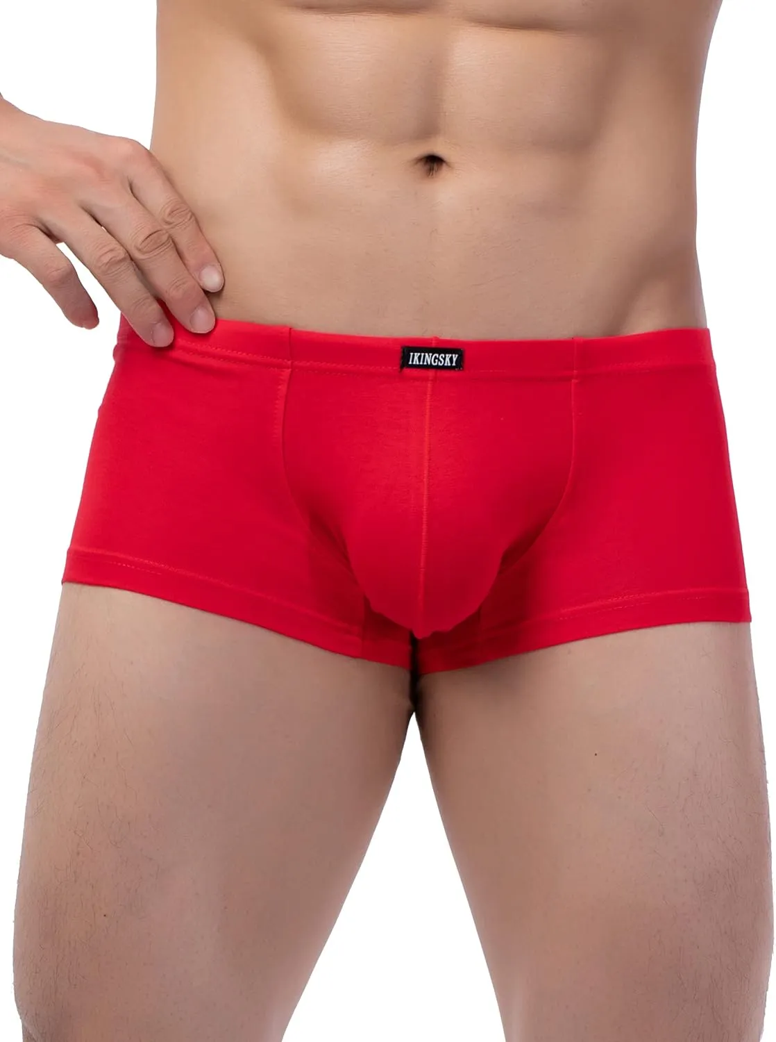 IKINGSKY Men's Cotton Bulge Boxer Briefs Sexy Pouch Shorts Stretch Low Rise Trunks Under Panties for Men
