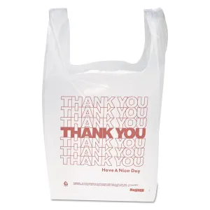 Inteplast Group "Thank You" Handled T-Shirt Bag, Have a Nice Day Labeling, Cut-Out Handles, 11.5" x 6.5" x 21", White/Red, 900/Carton