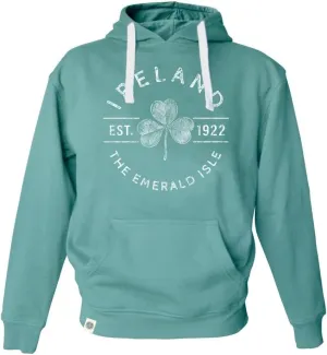 Ireland Long Sleeve with Pockets Ocean Green Shamrock Label Hoodie for Men