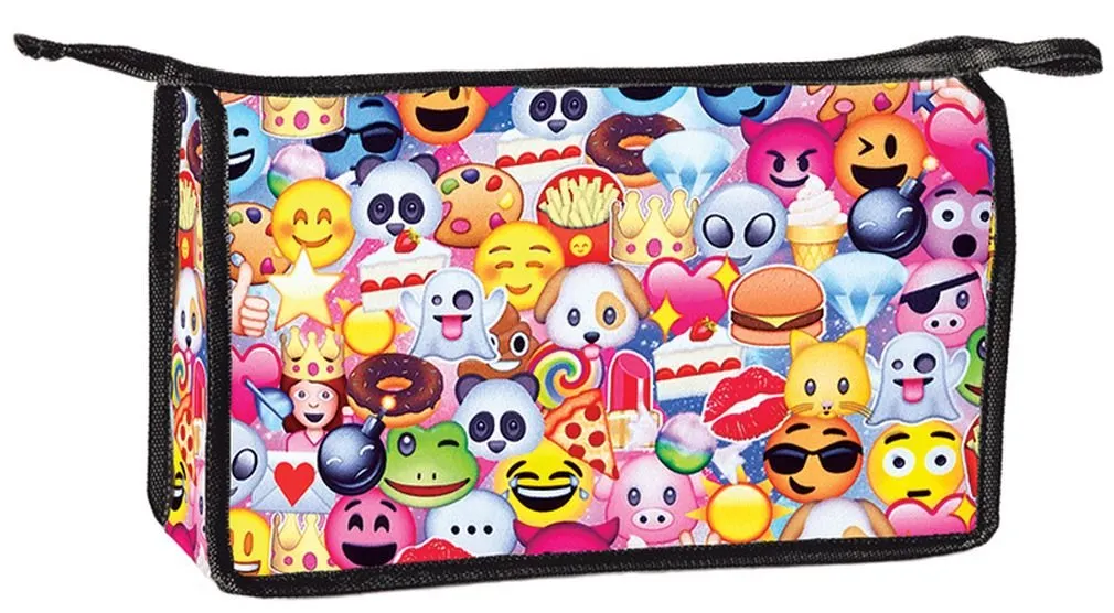 iscream 'Emoji Collage' 12.25" x 8.25" Neoprene Bold Print Zippered Travel Bag