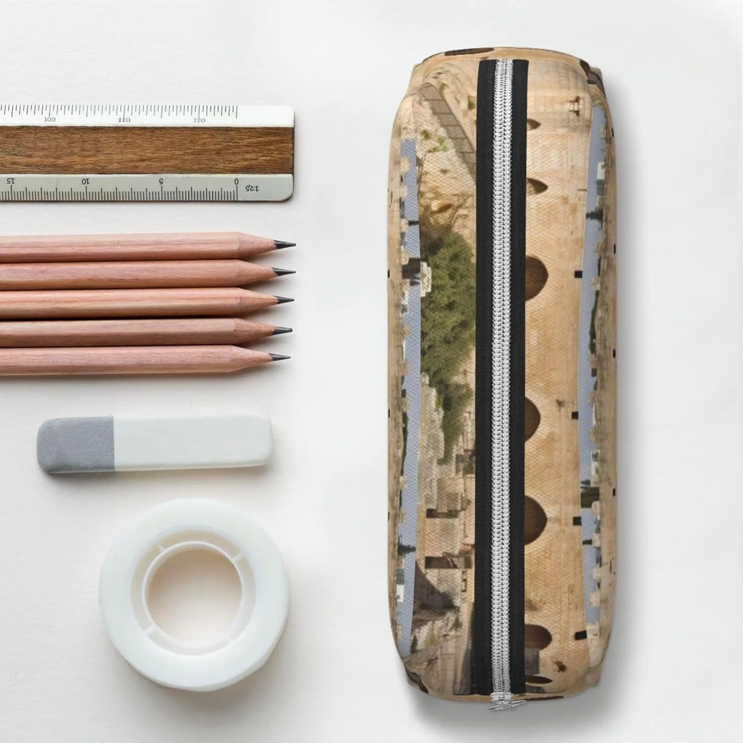 Israel at The Tower of David Makeup Bag Travel Toiletry Bag Big Pencil Bags for Women Men Leather Zipper Coin Pouch Purse