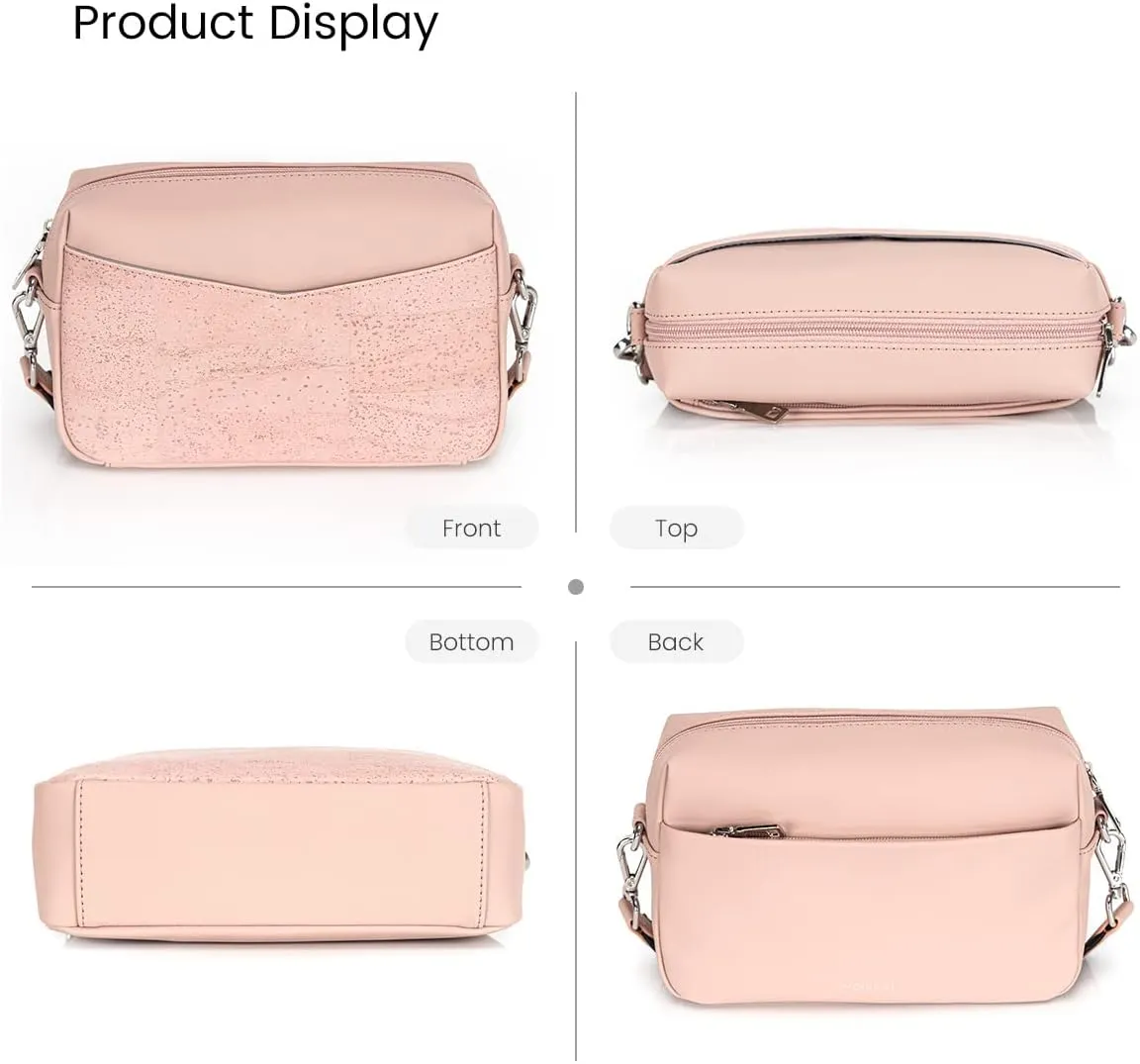 Jackie&Jill Small Crossbody Bags Purses for Women,Cork & Leather Shoulder Handbags with Wide Strap,Top Zipper Camera Bag