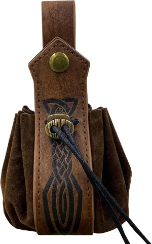 JAOYU Medieval Faux Leather Pouch Drawstring Waist Pack Vintage Portable Leather Belt Pouch Medieval Leather Bag Coin Purch Renaissance Pouch Bag for Men Women