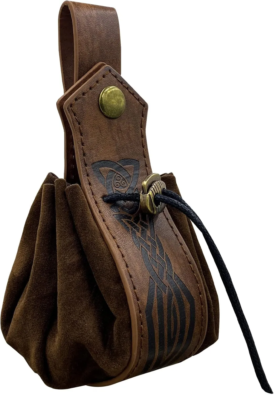 JAOYU Medieval Faux Leather Pouch Drawstring Waist Pack Vintage Portable Leather Belt Pouch Medieval Leather Bag Coin Purch Renaissance Pouch Bag for Men Women