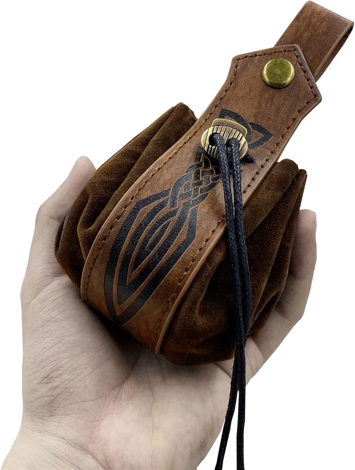 JAOYU Medieval Faux Leather Pouch Drawstring Waist Pack Vintage Portable Leather Belt Pouch Medieval Leather Bag Coin Purch Renaissance Pouch Bag for Men Women