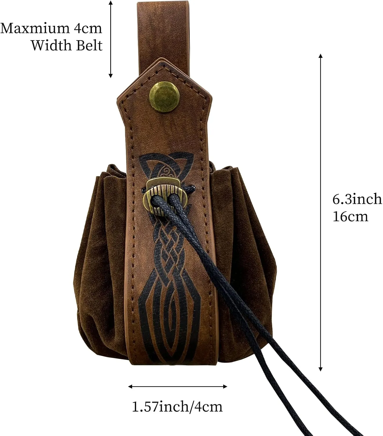 JAOYU Medieval Faux Leather Pouch Drawstring Waist Pack Vintage Portable Leather Belt Pouch Medieval Leather Bag Coin Purch Renaissance Pouch Bag for Men Women