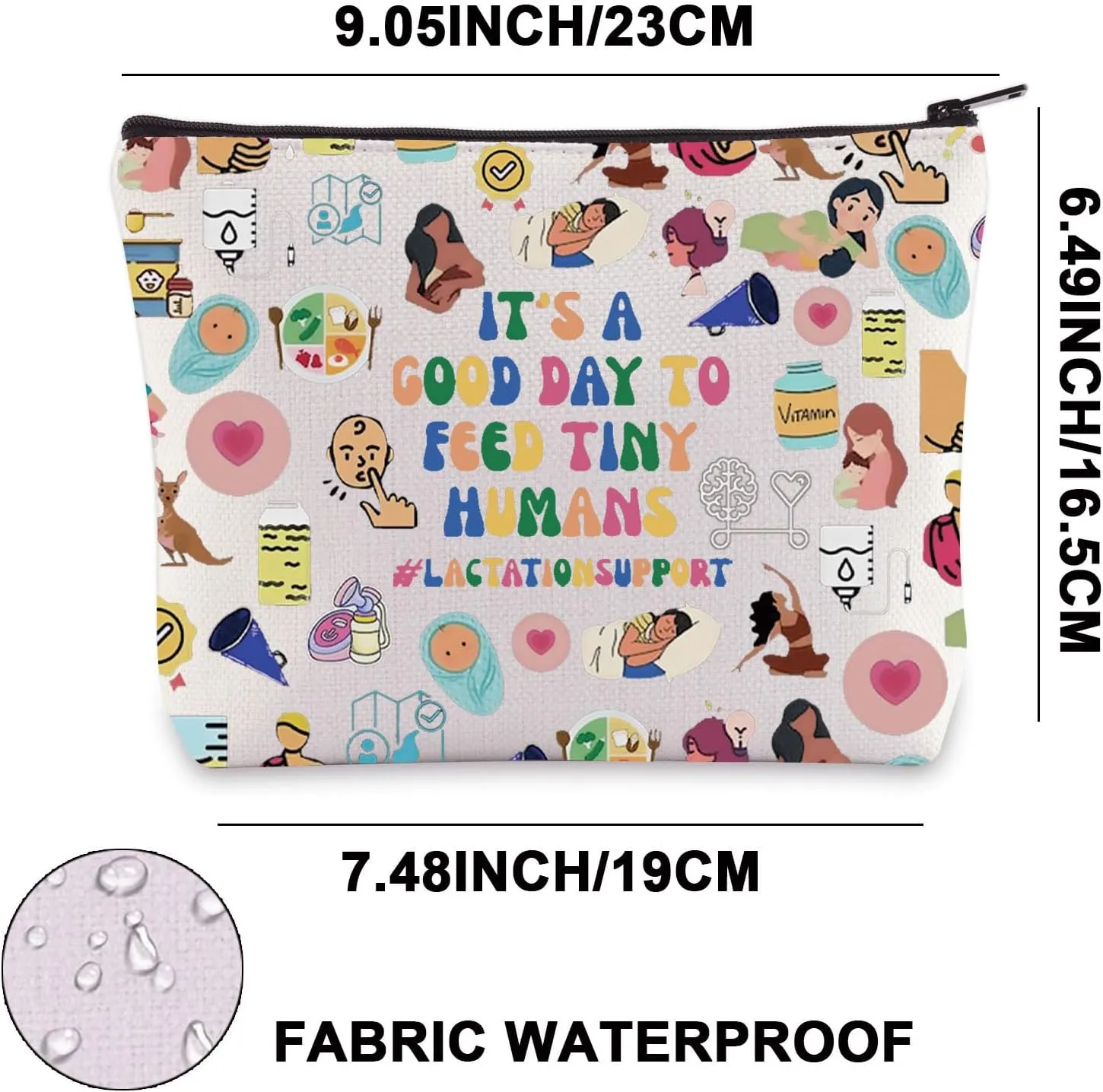 JNIAP Lactation Consultant Makeup Bag - Counselor, Educator, Tech, Specialist Gifts - Zipper Bag (Feed Tiny Human MB)