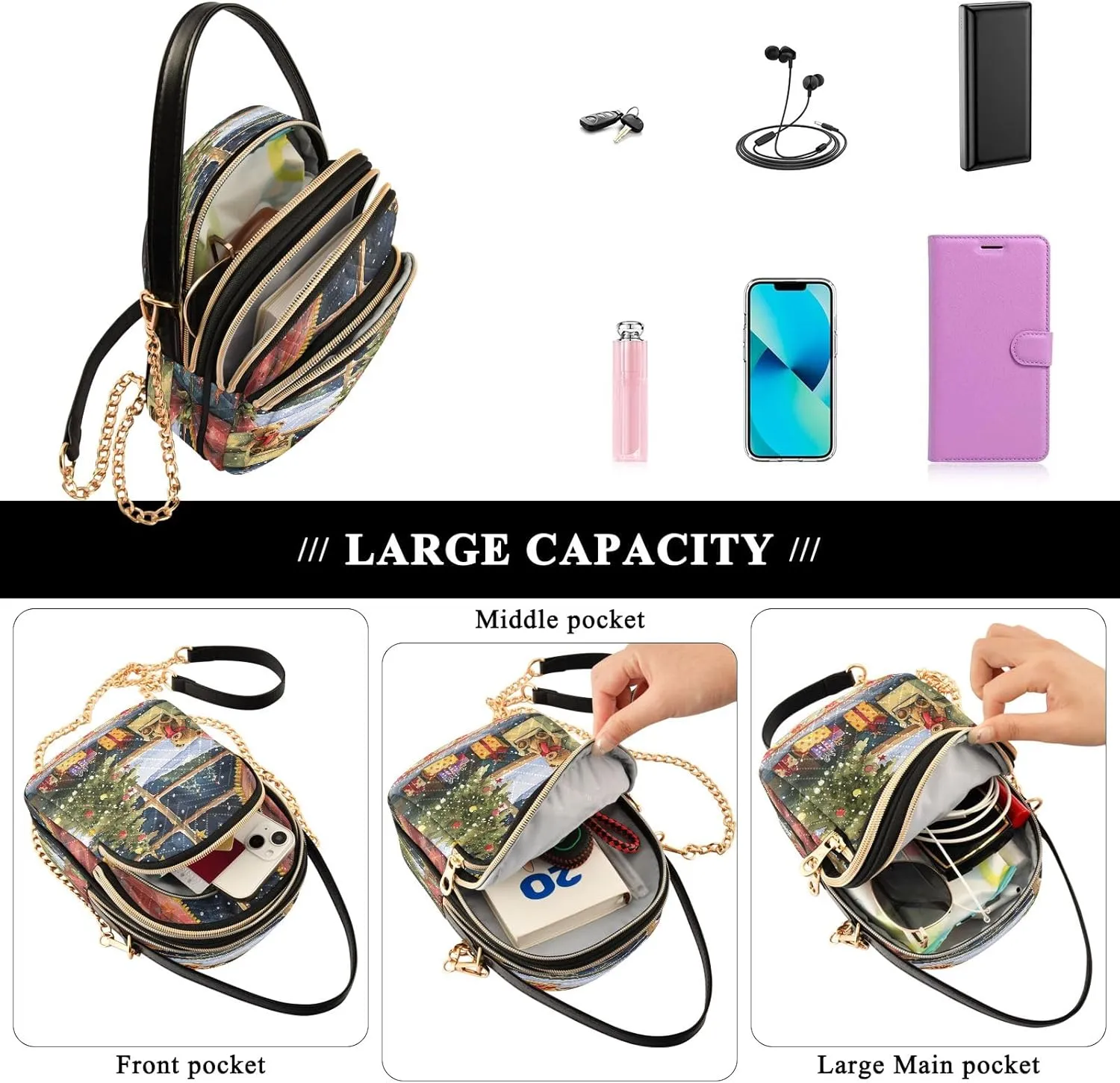 Joisal Blue Butterflies Small Purses for Women Crossbody, Shoulder Purses Trendy Handbag for Women, Small Cell Phone Purse