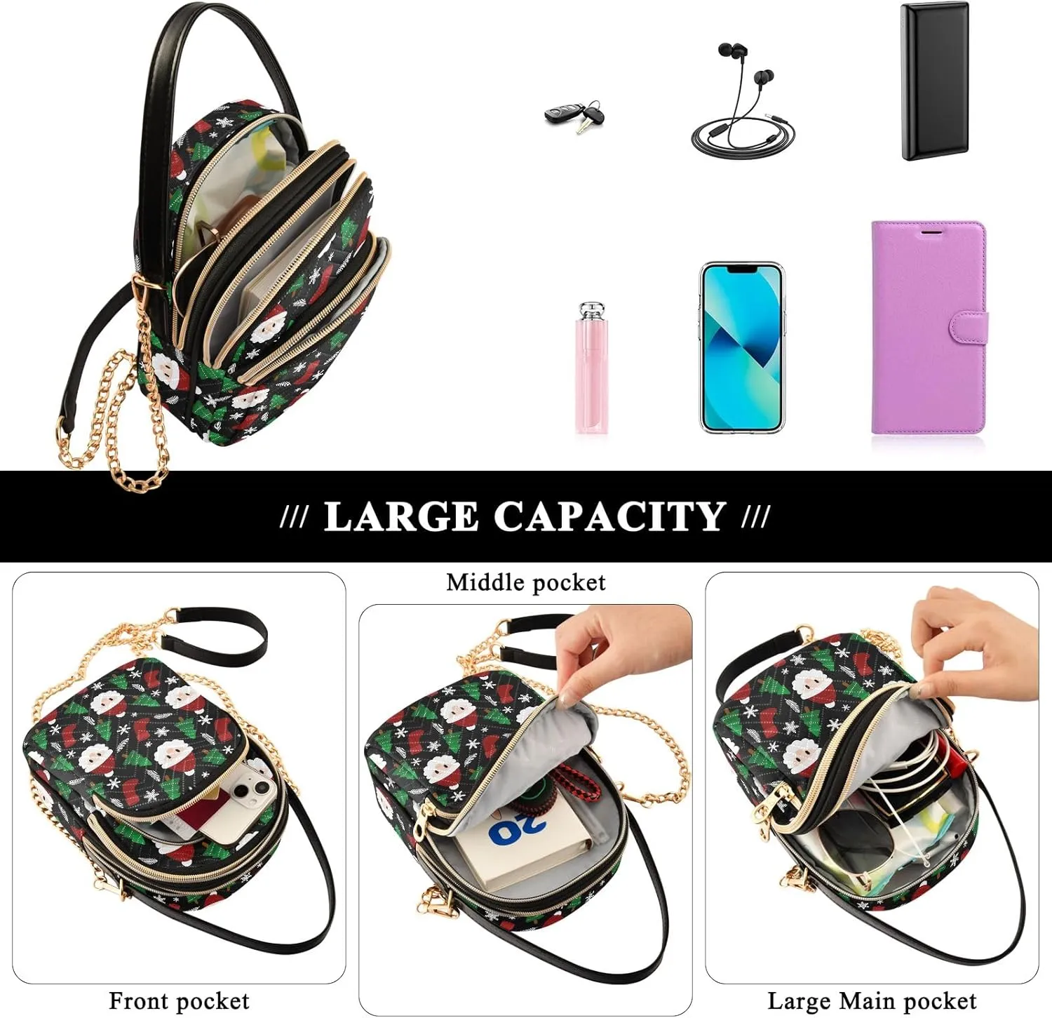 Joisal Bright Festive Neon Stars Anti Theft Crossbody Bags for Women, Summer Handbags Trendy Cellphone Crossbody Purse