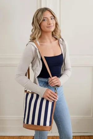 Joy Susan Women's Fashion Purse Awning Stripe Bucket Canvas Bag Hand Bag