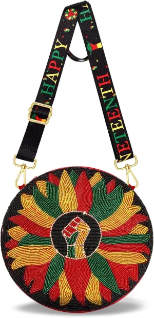 Juneteenth Purse for Women Beaded Afro Freedom Crossbody Purse Shoulder Bag Black History Month African Outfit Gift