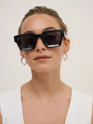 Jury Rectangular Sunglasses in Black