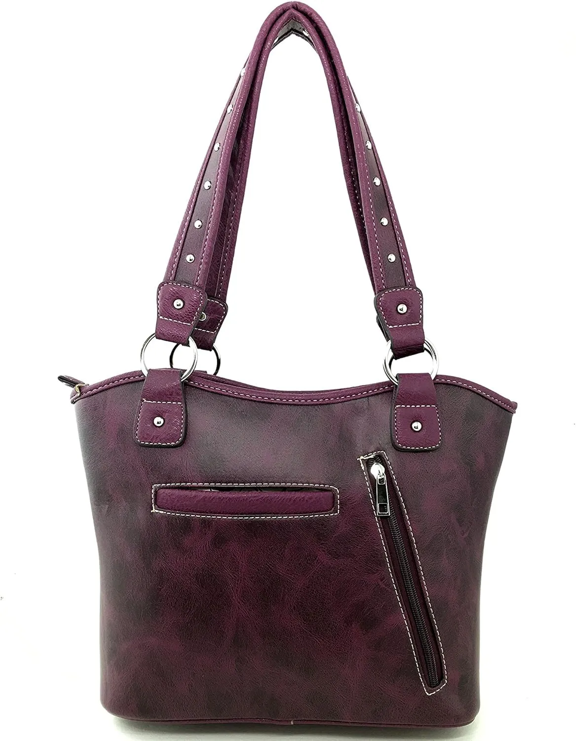 Justin West Floral Concho Tooled Leather Western Concealed Carry Handbag Purse