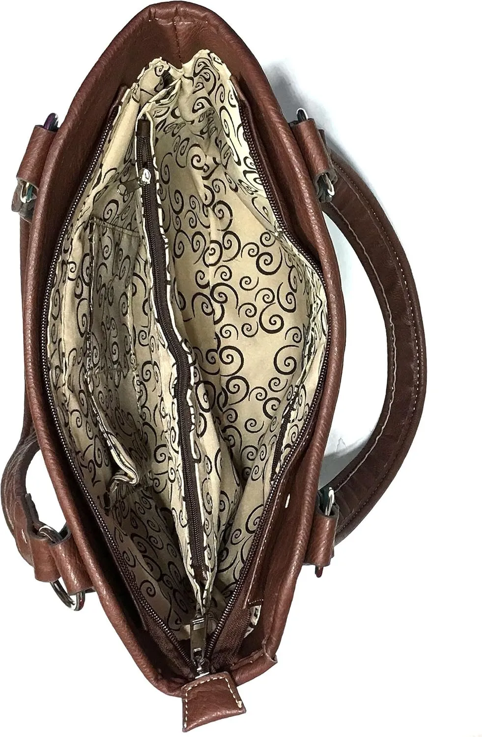 Justin West Floral Concho Tooled Leather Western Concealed Carry Handbag Purse