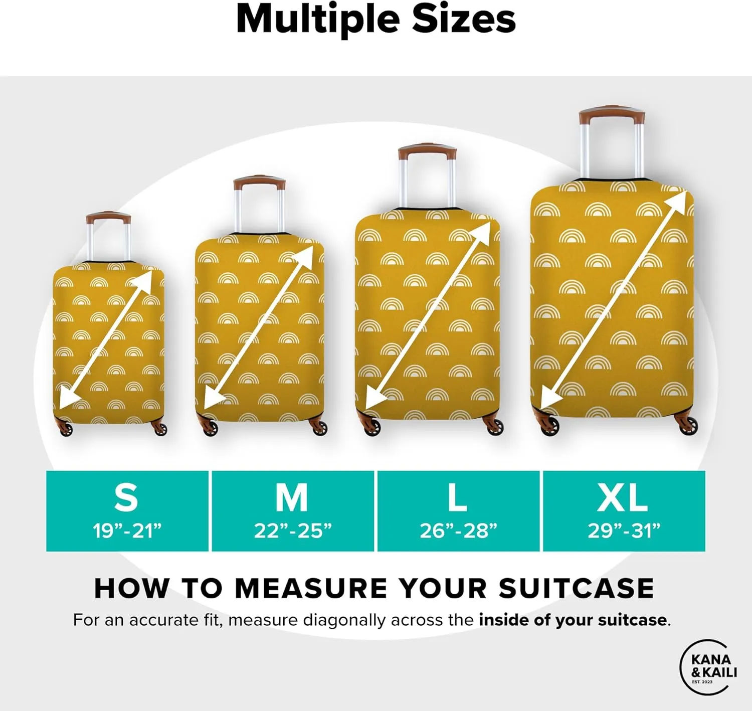 Kana & Kaili 2-in-1 Reversible Luggage Cover | Stylish Suitcase Covers | Spandex Luggage Covers for Suitcase TSA Approved | Boho Style