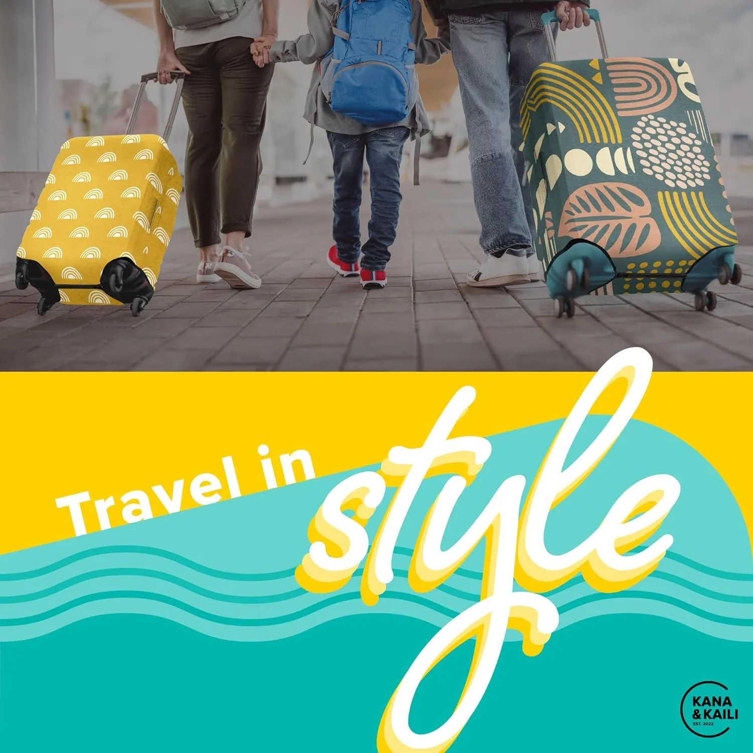 Kana & Kaili 2-in-1 Reversible Luggage Cover | Stylish Suitcase Covers | Spandex Luggage Covers for Suitcase TSA Approved | Boho Style