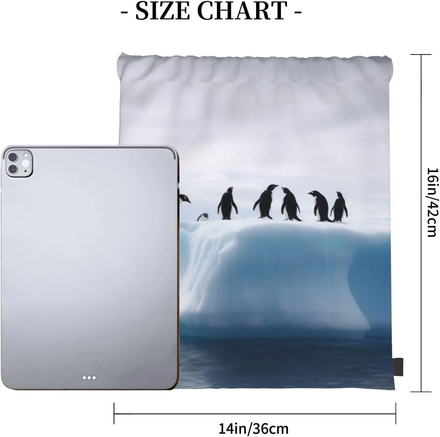 KHiry Drawstring Backpack Waterproof String Bag Iceberg Penguins Drawstring Sackpack Gym Bag for Man Woman
