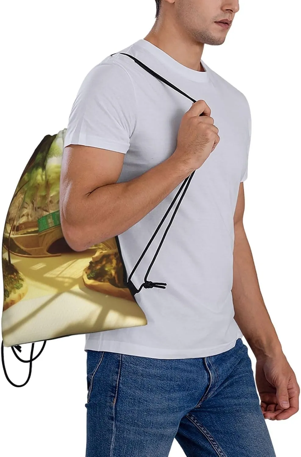 KHiry Drawstring Backpack Waterproof String Bag Park Drawstring Sackpack Gym Bag for Man Woman